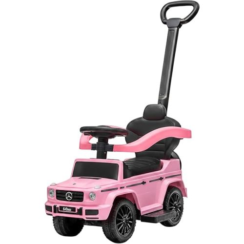 Best Ride On Cars 3 in 1 Mercedes G-Wagon Push Car for Toddlers 1 to 3 Years Old, Kids Outdoor Stroller with Music, Horn Sounds, Realistic Driving Experience, Pink
