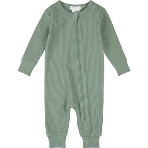 Laurel Rib Fitted One-Piece Zip Pajamas, 3M