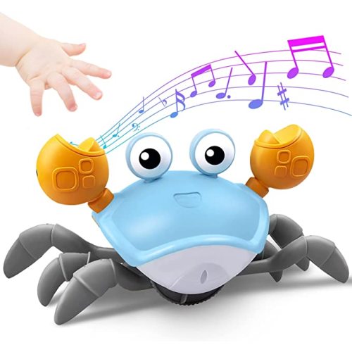 Crawling Crab Baby Toy,Tummy Time Toys Equipped with LED Lights and Music,Early Learning Educational Toys,Birthday Toy for Infant Toddler Boy Girl - Sky Blue