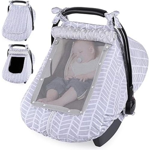Unicorn Castle Baby Car Seat Cover Infant Car Seat Covers for Babies Breathable Car Seat Canopy Mesh Window Carseat Cover for Four Seasons Newborn