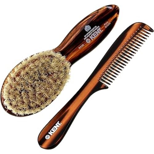 Kent BA30 Cradle Cap Baby Hair Brush with Ultra Soft Natural Bristles and Smooth Cradle Cap Comb, Baby Essentials for Newborn Hair Brush and Baby Comb