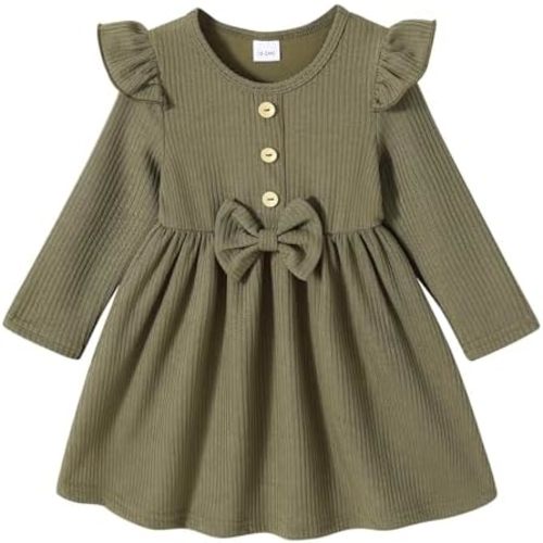 JEELLIGULAR Toddler Baby Girl Sweater Dress Fall Winter Clothes Outfits for Little Girls Long Sleeve Crew Neck Knit Dress