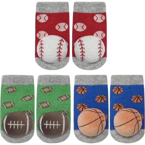 PUPPET Baby Boy Rattle Socks for 0-6 Months Sports Set Baseball Rugby Basketball