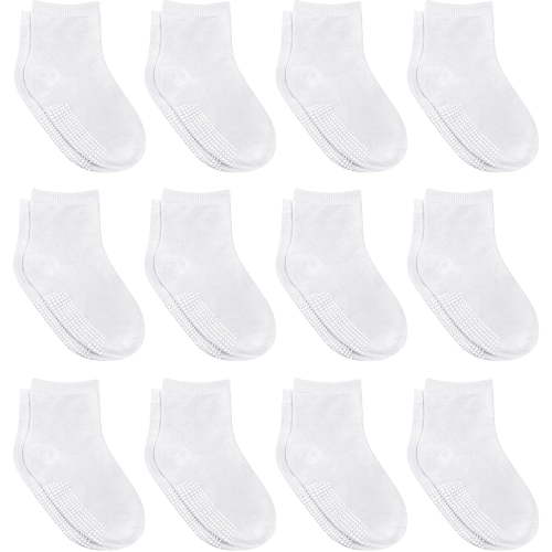 Debra Weitzner Non-Slip Toddler Socks With Grips for Baby Boys and Girls - Anti-Slip Crew Socks for Infant's and Kids, 12 Pairs