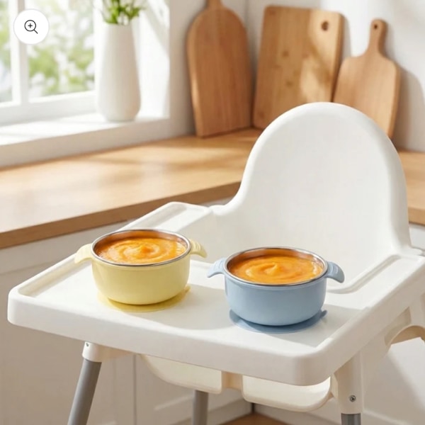 Stainless Steel Suction Bowl Set of 2 (Butter Yellow & Baby Blue)