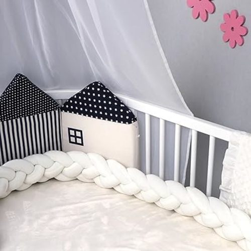 Updated Multi -Purpose Knot Pillow, 4 Thicker Braids Care Knot Pillow Ball for Use On Cribs and Cradles,White-157inch