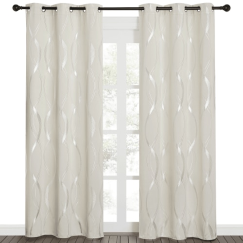NICETOWN Room Darkening Curtains Window Curtains 84 Inches Long Thermal Insulated Grommet Light Blocking Drapes for Living Room, 42x84 inches, Beige, 2 Panels