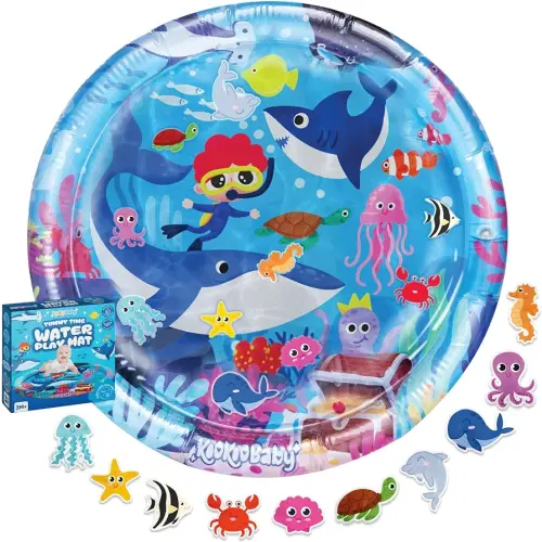 Water Tummy Time Mat for Baby - 40"x40" Large Premium Tummy Time Toys for Baby Boy or Baby Girl, Infant Water Mat for Above 3 Month, Water Play Mat for Baby, Sensory Play Mat (Blue Whale)