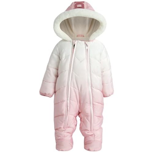 DKNY Baby Girls' Snowsuit - Fleece Lined Hooded Winter Pram - Outerwear Snow Coat for Toddlers & Babies (Infant Sizes: 0-24M)