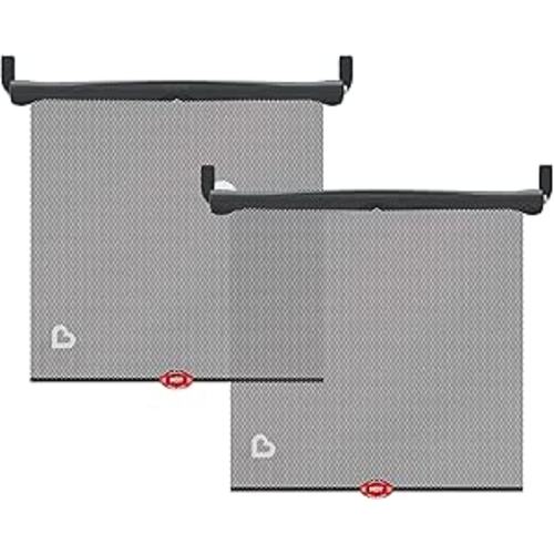 Munchkin Brica Sun Safety Car Window Shade with Heat Alert, Helps Block UVA/UVB Rays, 2 Pack, Black