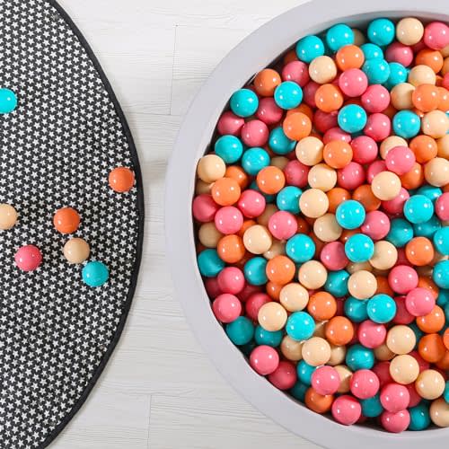 GOGOSO Ball Pit Balls for Toddler, Baby Plastic Playballs Kids Soft Pastel Pelotas Non-Toxic BPA-Free,Cream Pink+Orange+Green,100 Balls