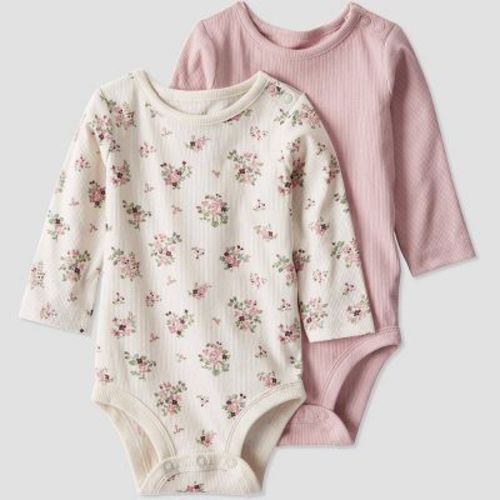 Little Planet By Carter's Organic Baby Girls' 2pk Floral Bodysuit - Pink 3m