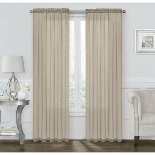 Kate Aurora Coastal Pastel Colored Light & Airy Sheer Voile Window Curtains - 52 in. W x 84 in. L, Baby Blue