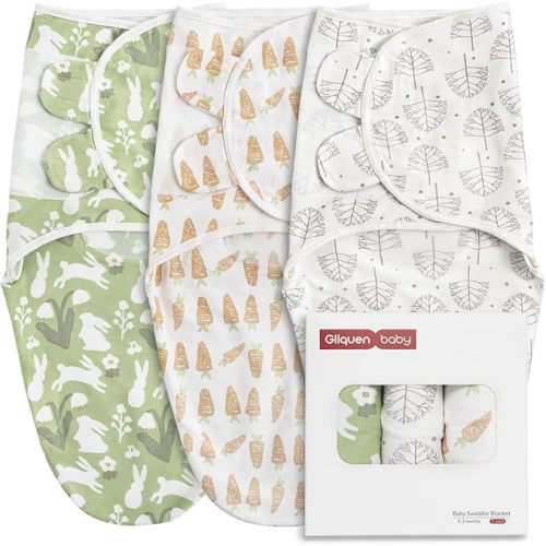GLLQUEN BABY Swaddle Blanket Sleep Sacks for Newborn - Baby Swaddles 0-3 Months, 3-Pack Newborn Swaddle Sack, Baby Swaddle Wrap, Baby Essentials, Registry & Gift (Small/Medium)