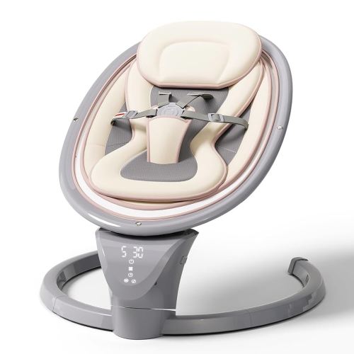 Baby Swings for Infants to Toddler, Portable Baby Swing for Indoor and Outdoor, Infant Swing for Newborn with Remote Control, 5 Speeds, 5-Point Harness, and 10 Preset Lullabies (Grey)