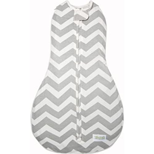 Woombie Grow with Me Baby Swaddle, Convertible Swaddle Fits Babies 0-9 Months, Expands to Wearable Blanket for Babies up to 18 Months, Sleepy Grey Chevron