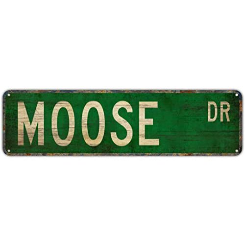 Metal Tin Signs MOOSE Funny metal Signs Vintage Sign Retro Tin Signs Aluminum Metal Sign for Bedroom Kitchen Garden Wall Bab Club Coffee Hanging Sign Home Decor 4×16Inch