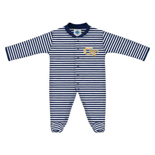 Georgia Tech Yellow Jackets Striped Footed Romper | College Baby