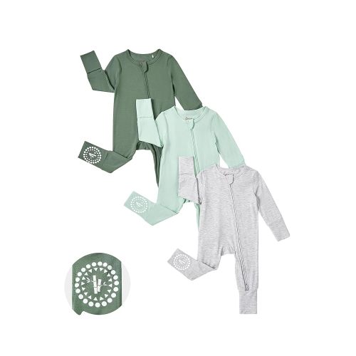 PATPAT Baby Footies Boys Girls - Bamboo Viscose - Zipper & Non-Slip Soles Romper Mitten - Footed & Footless Infant Clothes