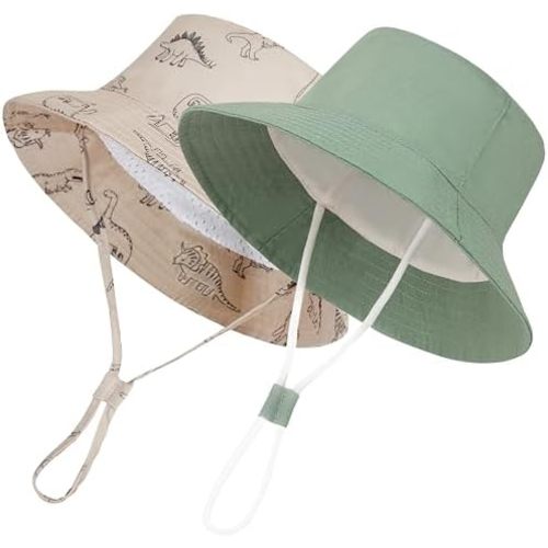 Urban Virgin 2-Packs Baby Sun Hat UPF 50+ Sun Protective Toddler Bucket Hat Summer Kids Beach Hats