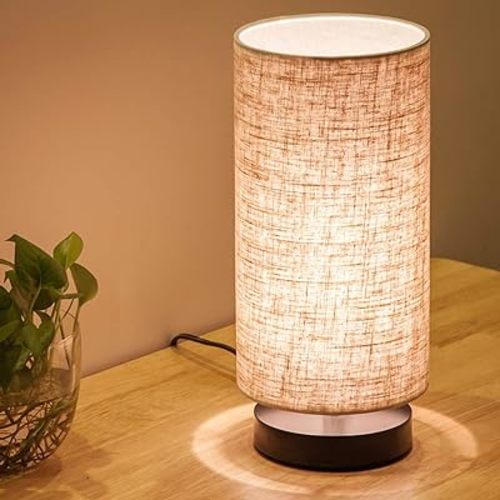 Bedside Nightstand Lamp (Beige)