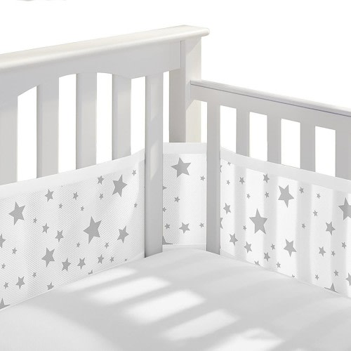 Clearance!Chair Cushions Breathable Crib Bumper Grey Mesh Crib Bumper For Full Size Crib Breathable Mesh