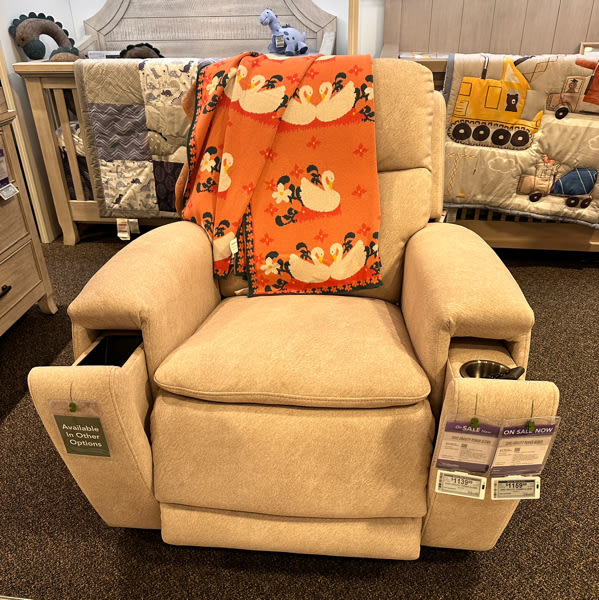 Eastern Shore Aiden Zero Gravity Power Nursery Glider in Almond