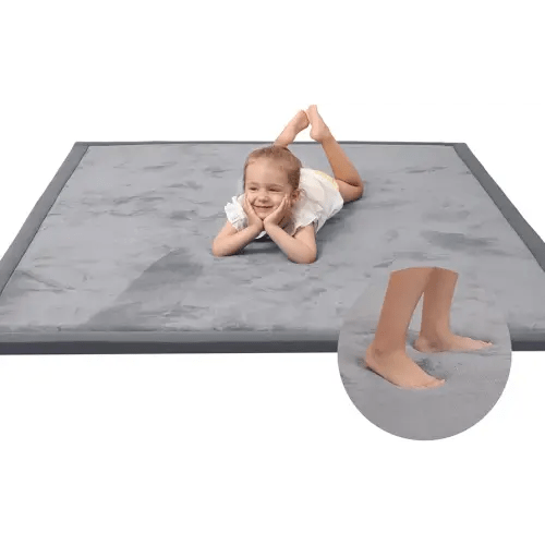 Baby Play Mat for Floor,1.3" Thick Memory Foam Tummy Time Mat,Soft Coral Velvet Nursery Rug,Large Non Slip Crawling Mat for Toddlers,Infants,Kids,Yoga Mat,Tatami Mat for Living Room(Dark Gray)