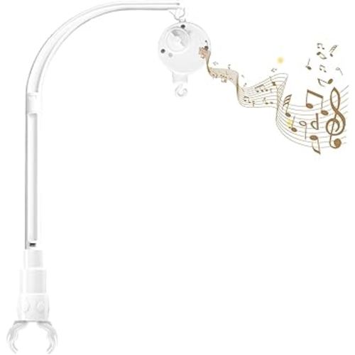 23 inch Baby Crib Mobile Bed Bell Holder Arm Bracket, with Music Box, The Claw Part can be Adjusted Width-DIY Toy Decoration