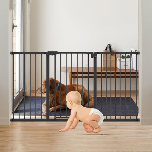MoNiBloom Extra Wide Baby Safety Gate for Stairs Doorways, 27"-54" Wide, Pressure Mounted Auto Close Dog Gate & Reviews | Wayfair