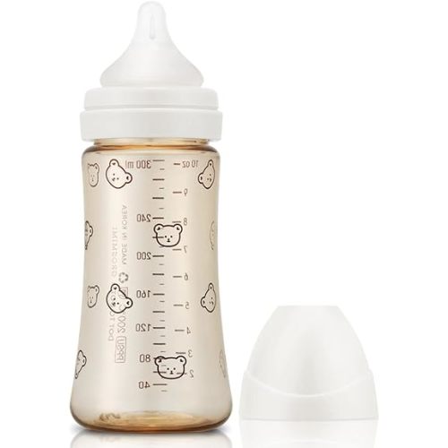 Grosmimi PPSU Baby Bottle, BPA Free (10oz Bear_White)