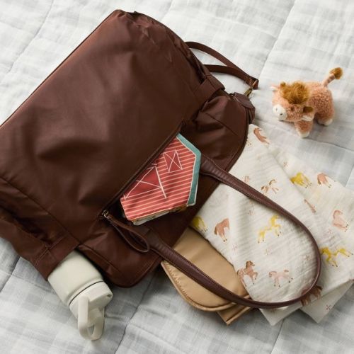 Soft Tote Solid Shoulder Backpack Diaper Bag - Dark Brown - Cloud Island™