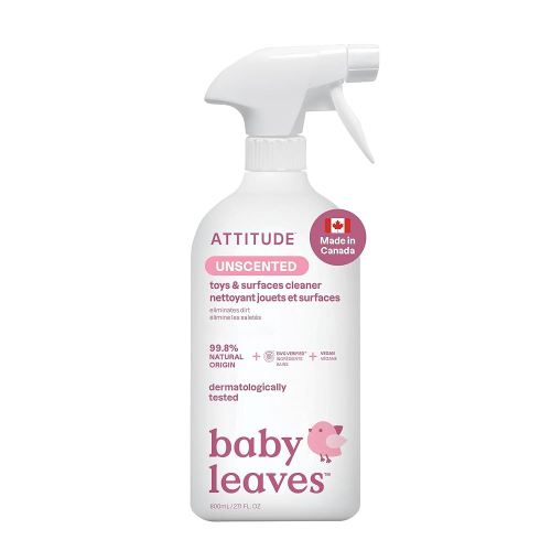 ATTITUDE Toy and Surface Cleaner, Made in Canada, EWG Verified Multi-Surface Products, Vegan, Naturally Derived Multipurpose Cleaning Spray, Unscented, 800 mL