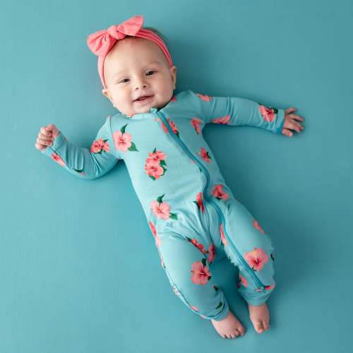 Zippered Romper in Hibiscus
