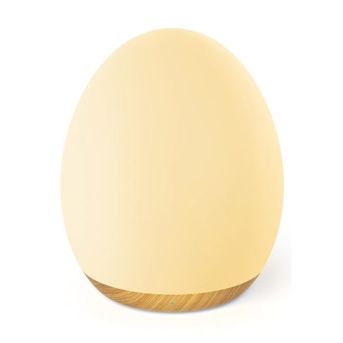 JolyWell Night Light for Kids with Color Changing Mode & Dimming Function, Rechargeable Baby Egg Night Light with 1 Hour Timer&Touch Control, up to 100H, Wood Grain