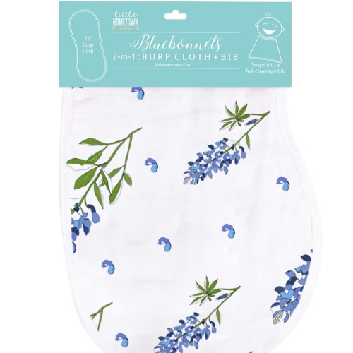 Little Hometown Burp and Bib - Bluebonnets