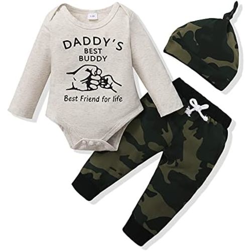 Renotemy Newborn Baby Boy Clothes Outfits Infant Boy Letter Print Romper Pants Clothing Set