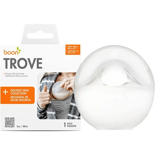 Boon TROVE Silicone Manual Breast Pump - Hands Free Breast Pump - Passive Breast Milk Collector Shell for Newborns - Breastfeeding Essentials - 1 Count