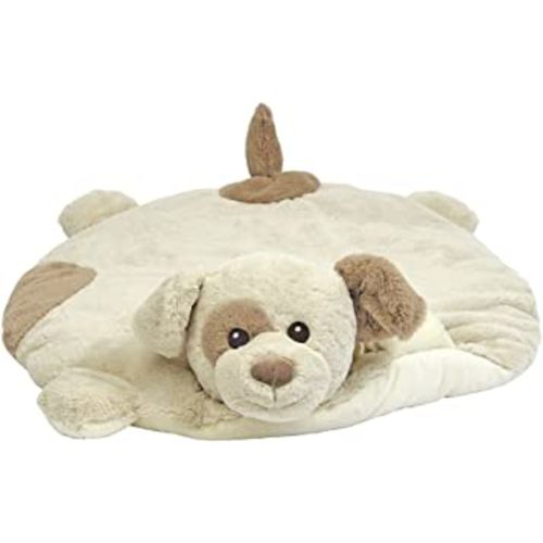 Bearington Baby Lil' Spot Belly Blanket, Beige Puppy Dog Plush Stuffed Animal Tummy Time Play Mat