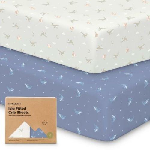 KeaBabies 2pk Isla Fitted Crib Sheets for Boys, Girls, Baby Crib Sheet, Fits Standard Nursery Crib Mattresses (Nibbles/Bruce)