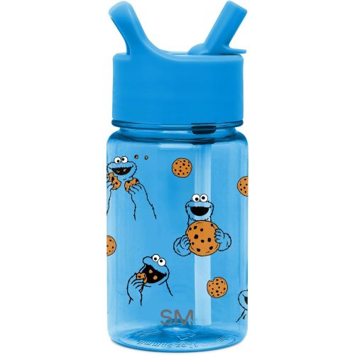 Simple Modern Sesame Street Cookie Monster Kids Water Bottle Plastic BPA-Free Tritan Cup with Leak Proof Straw Lid | Reusable and Durable for Toddlers, Boys | Summit Collection | 12oz