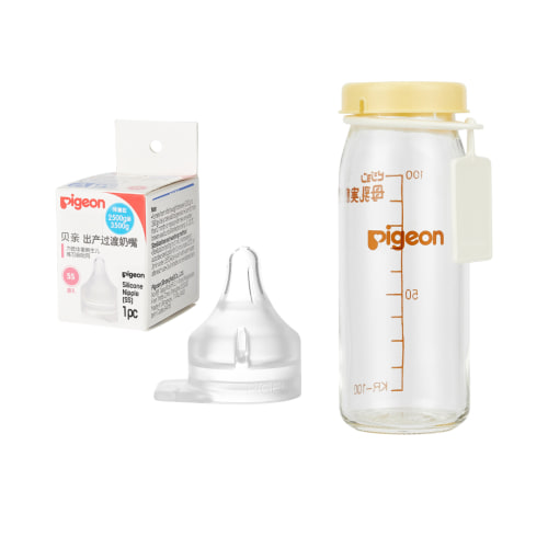 Preemie Glass Bottle 3.38 Oz+Preemie Nipple(SS),1 Count
