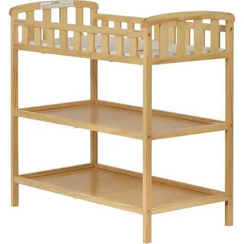 Emily Changing Table In Natural, Comes With 1" Changing Pad, Features Two Shelves, Portable Changing Station, Made Of Sustainable New Zealand Pinewood