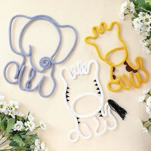 RattanView 3 Pcs Boho Nursery Wall Decor Safari Animal Wall Decor Jungle Theme Decoration Woodland Safari Nursery Hanging Art for Girls Boys Bedroom Playroom Classroom Decorations