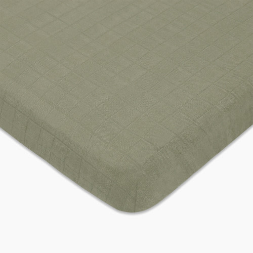 babyletto Mini Crib Sheet in GOTS Certified Organic Muslin Cotton - Matcha