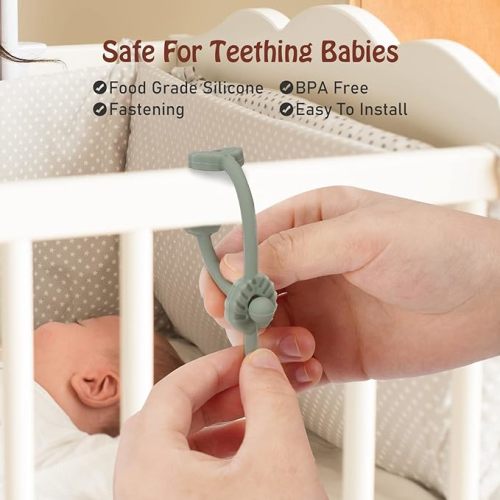 Toy Straps for Baby, Silicone Pacifier Clips Adjustable Stretchable Sippy Cup Straps for Strollers, High Chair, Cribs, Hanging Baskets, Shopping Trolley, Car Seat, Bags (Ether+Sage+Apricot+Muted) - Ether+sage+apricot+muted - Leaf