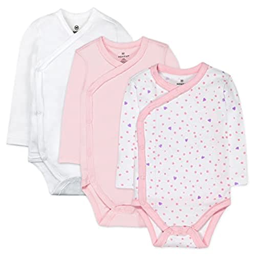 HonestBaby Baby Long Sleeve Side-Snap Organic Cotton Kimono Bodysuits (3 Pack)