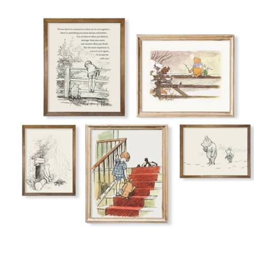 Winnie The Pooh Nursery Decor - Gifts for Winnie Fans Lover - Vintage Hundred Acre Wood Poster - Toddler Room Decor - You Are Braver Than You Think - Motivational Quotes for Kids - Little Boys Décor