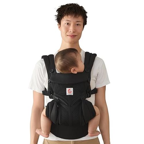 Ergobaby Omni Classic Baby Carrier for Newborn to Toddlers 0-48 Months (7-45 lbs) - 4-Position Breathable Mesh Baby Carrier with Ergonomic Support - Onyx Black