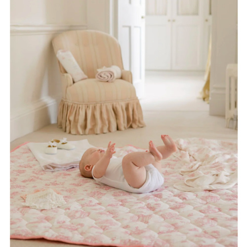 Spring Toile Pink Quilted Playmat - Organic Cotton Baby Playmat – The Gilded Bird US